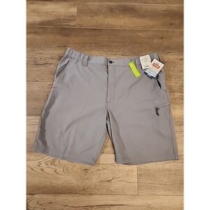 Wrangler Mens Field Utility Shorts 42 Relaxed Fit Zipper Cargo 10" Inseam Gray